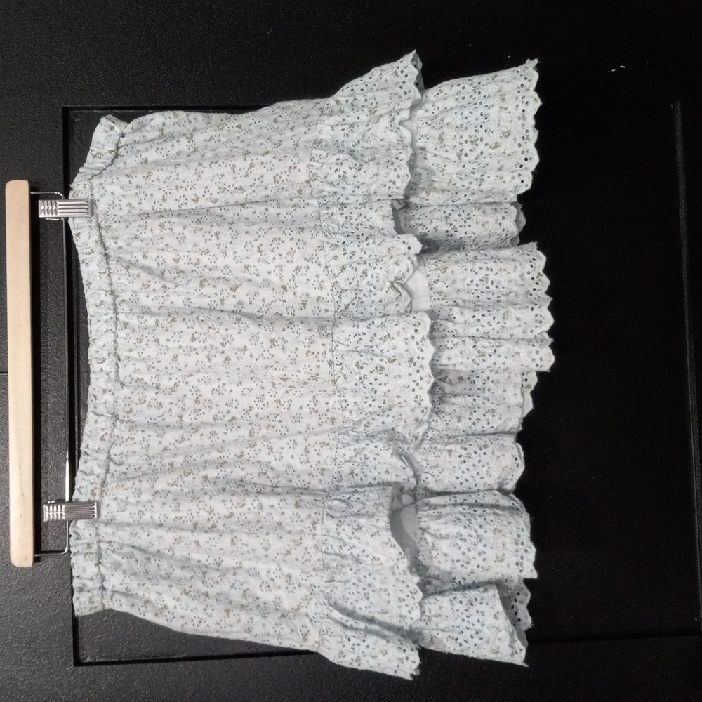 Lucky Brand Women's Cotton Tiered Elastic Waist Skirt Light Blue Size XL